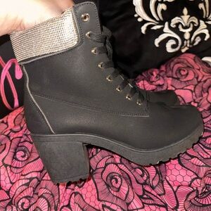Stylish Black Ankle Boots with Silver Accents